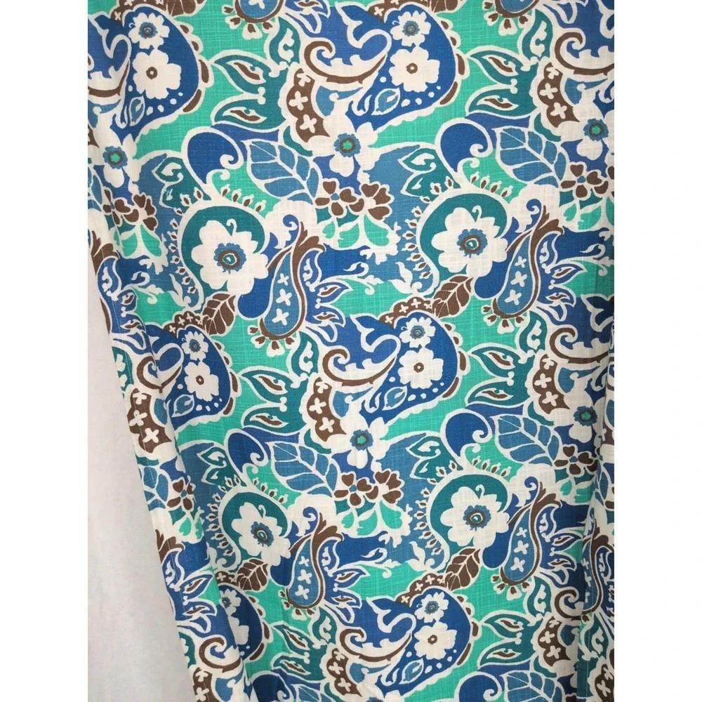 Pier 1 Imports Curtain Blue Green Paisley Floral 46x84 set of 2, 100% Cotton Rod